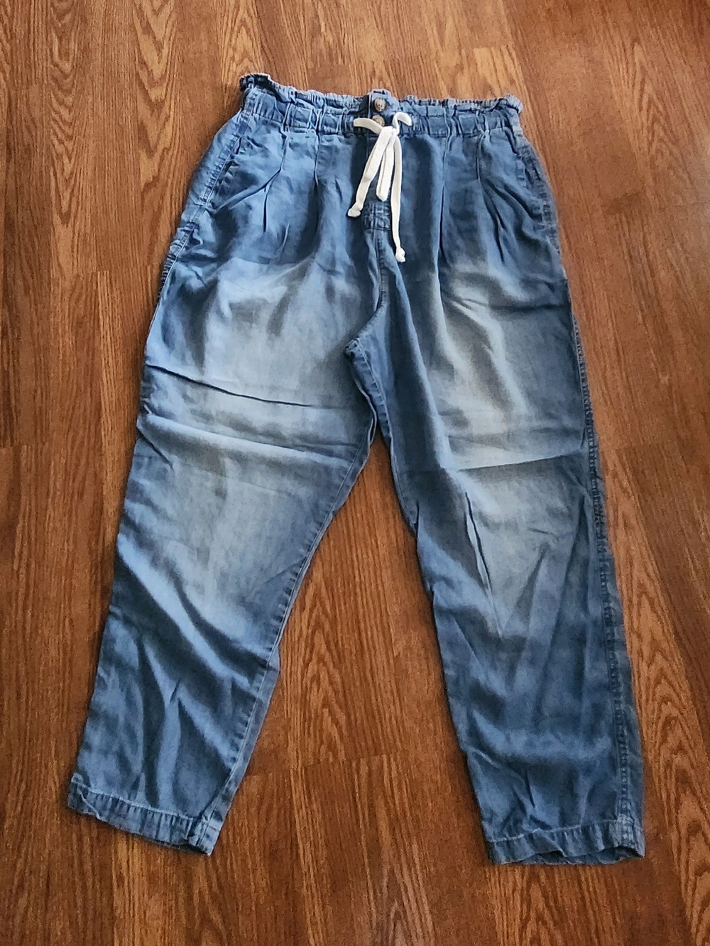Zenana Outfitters Light Blue Relaxed Denim Jogger with Drawstring